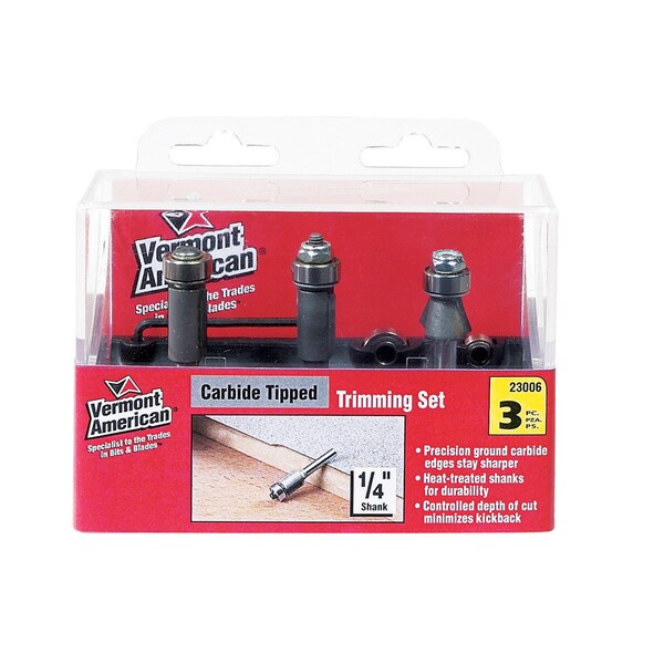 Vermont American Vermont American 1/4 in. D X Multi Size in. X 4 in. L laminate trim Router Bit Set 3 pc 23006 - main